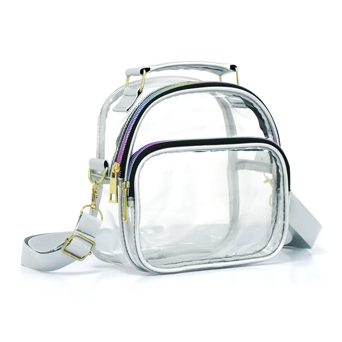 Borsa trasparente per donna borsa trasparente approvata dallo stadio vedere attraverso la borsa trasparente con tasca frontale