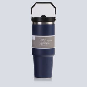 Gobelet de voyage isotherme à double paroi avec poignée antidérapante, couvercle et paille, 20oz 30oz, pour usage quotidien - Product Image 4