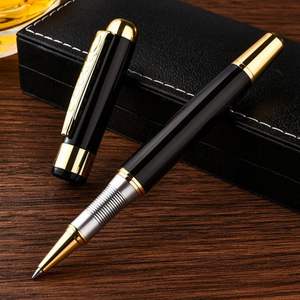 High Quality Custom Logo Premium Executive Gift High End Business Metal Roller <b>Pen</b> Black Silver <b>Color</b> Liquid Ink Ballpoint <b>Pen</b> - Product Image 2