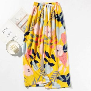 Pantalones Anchos de Moda para Mujer, Primavera, Casuales, Cintura Alta, Largos, Plisados, Estampado Floral, 100% Algodón, Transpirables, de Secado Rápido - Product Image 5