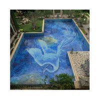 Mosaïque en verre au design moderne, transparente, personnalisée, motif découpé au jet d'eau pour sol