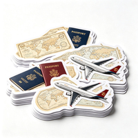 Autocollants de voyage Haoxuan pour passeport, en PVC blanc, motifs avion, bagages, carte, carte d'embarquement, graphiques vintage, mats, imperméables, découpés à la forme