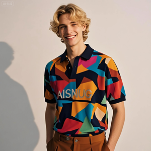 Pattern Paisley all'ingrosso personalizzati in tessuto misto poliestere Spandex maniche corte <span class=keywords><strong>Polo</strong></span> da uomo - Product Image 6