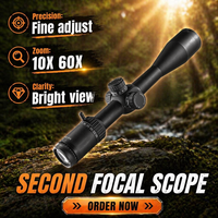 Lunette de visée longue portée BoWei 10-60X50 SFIR SFP HD avec lentille optique, tube de 30 mm, éclairage rouge, mise au point latérale, pour la chasse et la tactique
