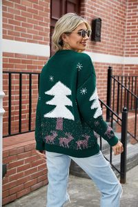 <span class=keywords><strong>Pull</strong></span> <span class=keywords><strong>de</strong></span> Noël moche tricoté 100% coton pour femmes mignon drôle collant pour les fêtes <span class=keywords><strong>de</strong></span> vacances d'hiver avec logo avant - Product Image 4