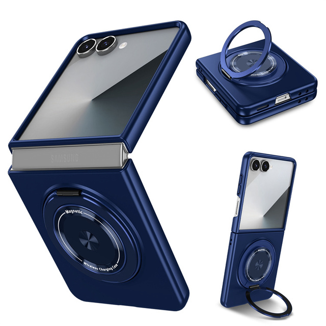 360 Rotatable Ring Holder Metal Kickstand PC Wireless Charging Shockproof Phone case for samsung Galaxy Z Flip3/ 4/ 5/ 6/ 7/ 8