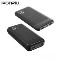 Banques d'alimentation texturées en maille métallique PORPIU en promotion en gros, 10000mAh, cadeau d'affaires, batterie externe 20000mAh