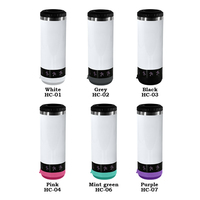 Gobelet musical isotherme 4-en-1 en acier inoxydable de 16 oz avec écran LED et deux couvercles, idéal pour la sublimation