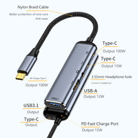 Hub Ekstensi Multi-perangkat USB C 6-in-1 Kompatibel Universal TYPE C 3.1 USB Hub PD100W 5 in 1 Docking Station USB C VGA HDMI 4k