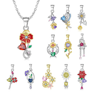 Vente flash Colliers avec pendentif en argent S925 en forme de fleur, <span class=keywords><strong>Histoire</strong></span> des douze fleurs, Chaîne de clavicule pour les cadeaux <span class=keywords><strong>d</strong></span>'anniversaire et de mariage pour femmes - Product Image 1