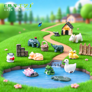 Juego de <span class=keywords><strong>tres</strong></span> piezas de dibujos animados de cachorros y lechones, pequeños adornos de micropaisaje, artesanías de resina. - Product Image 1