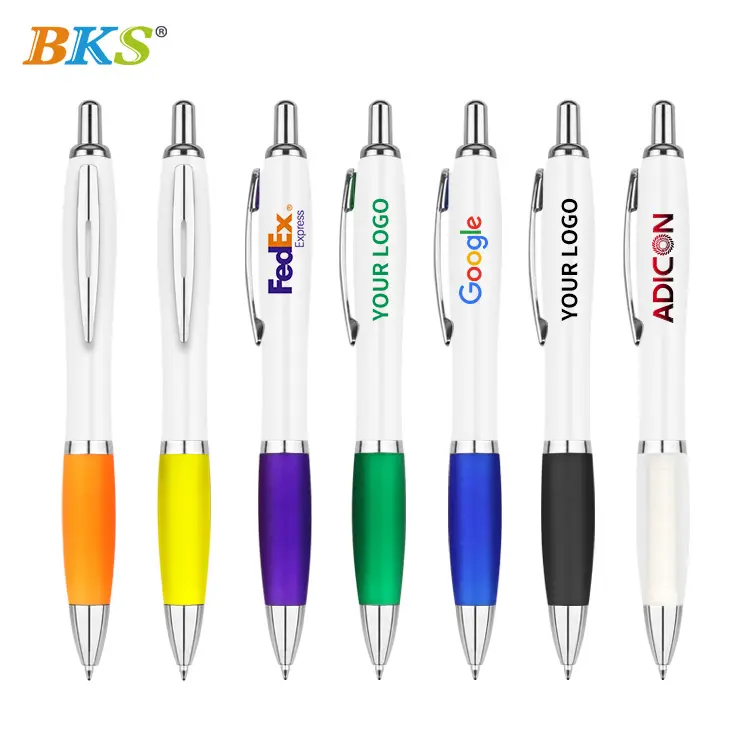 Bks Reclame Pen Afdrukken Custom Logo White Pole Balpen Geschenkpen Afdrukken