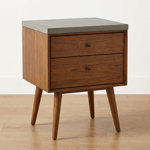 Midcentury Modern <b>Wood</b> <b>Chest</b> Of Drawers With Tapered Legs And Dark Top - Product Image 1