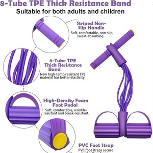 Bande de résistance à pédale 4/6/8 tubes pour exercices des jambes, entraînement abdominal, amincissement et fitness - Product Image 4