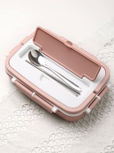 Boîte à lunch durable en acier inoxydable avec compartiments étanches, conteneur alimentaire, boîte à lunch en plastique avec couverts - Product Image 3