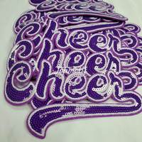 Patchs Réversibles à Paillettes de Grande Taille avec Applique de Cheerleading Violet et Blanc pour Vêtements de Chemise