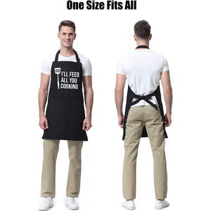 Divertente Grembiule da Chef Nero 'I'LL FEED ALL YOU', Regolabile per BBQ e Cucina, con Tasche, Accessori per Grigliate - Product Image 5