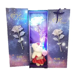 Galaxy gül 24k Galaxy gül LED ışık yapay Galaxy gül çiçek sevgililer günü hediyesi için