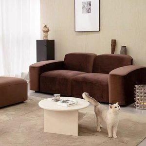 Velvet Fabric Three-seater <strong>Sofa</strong> for Living Room Large <strong>Sofa</strong> with <strong>Antique</strong> Style - Double Row Split <strong>Sofa</strong> in Modern Minimalist Style - Product Image 5