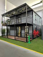 Casa de contenedores de acero y madera de dos pisos, piso desmontable con baño y cocina para hoteles y apartamentos