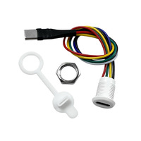 Câble d'extension USB-C mâle vers femelle à montage sur panneau étanche avec fils multicolores