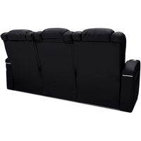 Sofá de Cuero de Alta Calidad, Sofá de Dos Plazas Negro, Sofá Reclinable de Cuero para Cine, Muebles con Luz LED y Portavasos