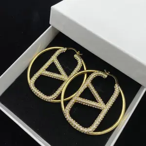 Top luxury brand full diamond 18k gold women's earrings jewelry earrings