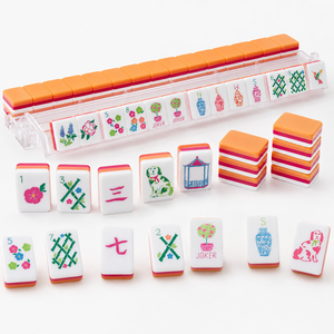 Tuiles <span class=keywords><strong>de</strong></span> Mahjong Florales Superposées Orange Rose <span class=keywords><strong>de</strong></span> Luxe Personnalisées – Vente <span class=keywords><strong>en</strong></span> Gros, Cadeau Boutique, Ensemble <span class=keywords><strong>de</strong></span> Tuiles <span class=keywords><strong>de</strong></span> Mahjong Américaines pour Soirées <span class=keywords><strong>de</strong></span> Jeu - Product Image 3