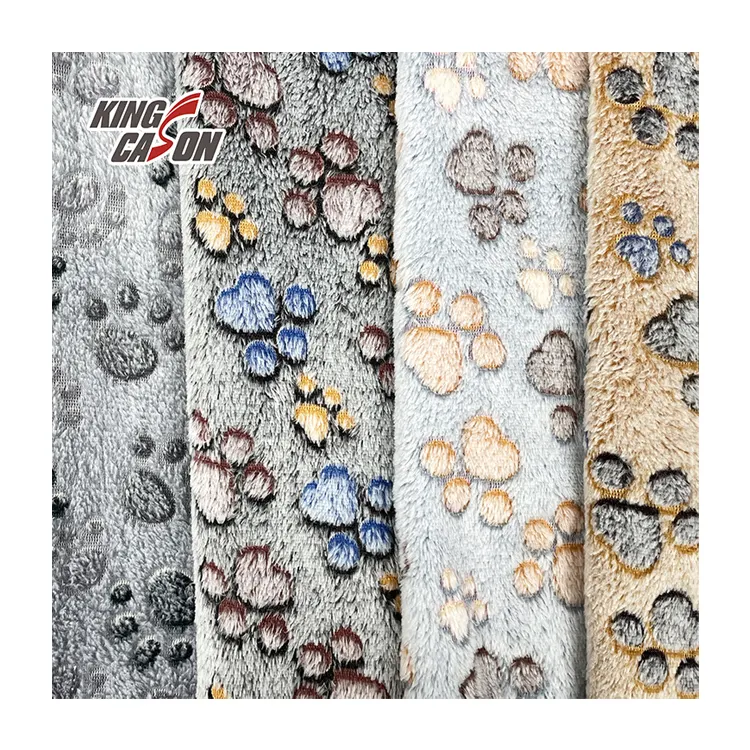 Kingcason China Factory colla stampata quattro colori zampe di gatto 100% Poly Sherpa corallo in pile di velluto per pigiama coperta giacca
