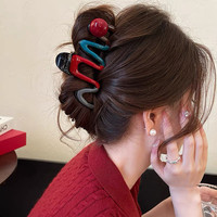 Nouvelle Mode 11cm Coloré Vague Griffe En Gros Coréen Coloré M-forme Cheveux Griffes Chapeaux Femmes En Plastique Cheveux Accessoires