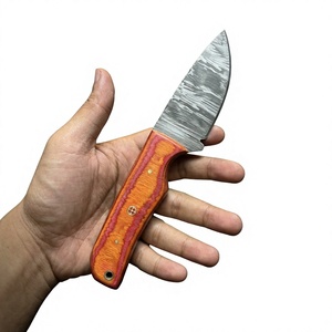 Cuchillo de hoja fija Drop Point de acero de Damasco forjado con mango de madera Pakka azul, personalizable para caza, camping y supervivencia, 3 años de garantía. - Product Image 3