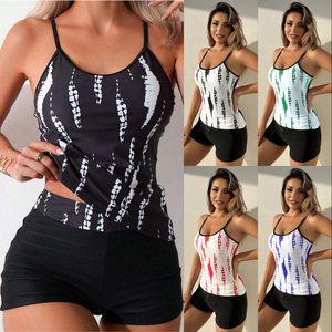 Nouveau Maillot de Bain <span class=keywords><strong>Tankini</strong></span> 2 Pièces Uni Taille Haute Style Européen et Américain pour Femme - Collection 2025 - Product Image 2