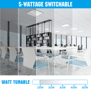 Panel LED Troffer 2x4 con cesta central, 5 CCT 6500K ajustable y 5 potencias (50W/40W/35W/30W/25W), Luminaria de panel con cesta central - Product Image 4