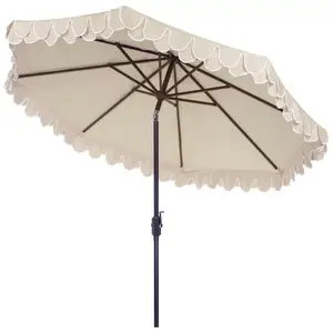 Guarda-chuva do pátio do mercado octogonal, guarda-chuva ajustável do sol do alumínio do poliéster 100% do ar livre da qualidade com borlas