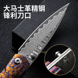 Cao cấp Damascus thép ngoài trời gấp túi tiện ích dao màu Xanh Hợp kim Titan xử lý với hàng ngày mang tính năng Sống Còn - Product Image 5