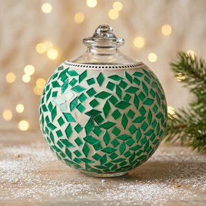 Adorno Navideño de Mosaico de Vidrio Hecho a Mano, Diseño de Diamantes de Lujo, Colgante Personalizable en Color, Artístico y Soplado - Product Image 3