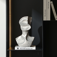 Sculpture abstraite de visage de personne en céramique rustique Flolenco Silver Dot, figurine décorative pour table, ornement d'anniversaire, art pour la maison