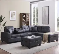 Simple Leather Combination L Shaped Sofa with Storage