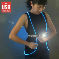 Stock prêt LED charge portable nuit réfléchissant gilet de course lumières avertissement de course étanche course avec lampe frontale 200LM