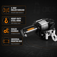 Treuil électrique 12V à câble en acier de 4500 lb, treuil de récupération haute performance à couple élevé pour camion, SUV, VTT, UTV, remorquage tout-terrain