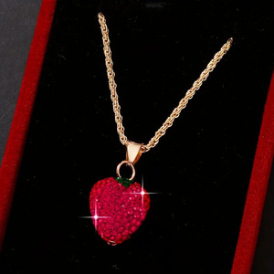 Collar De Acero Inoxidable Y2K New Full Diamond Strawberry Luxury Necklace for Women Collarbone <b>Titanium</b> Steel <b>Chain</b> Necklace - Product Image 2