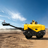 Compacteur de sol à double tambour, mini-rouleau compresseur portatif pour travaux de construction