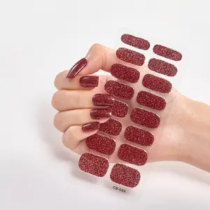 Gradiënt Glitter Franse Full-Cover Nagelstickers Eenvoudige Thermische Kleur Zelfklevende Nagellakstrips Wraps Manicure