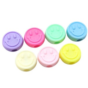 20mm Macaron Color <span class=keywords><strong>plastica</strong></span> sorriso faccia felice <span class=keywords><strong>perline</strong></span> con grande foro ciondoli rotondi - Product Image 5