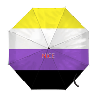 Parapluie arc-en-ciel gay avec impression de drapeau personnalisée de Neutrois Design, idéal pour les foires créatives indépendantes et les sorties en bord de lac