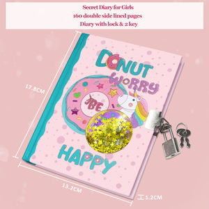 Journal intime rose beignet avec clé de verrouillage pour enfants Cahier de notes secret <span class=keywords><strong>mignon</strong></span> pour petits enfants écrivant le <span class=keywords><strong>dessin</strong></span> - Product Image 3