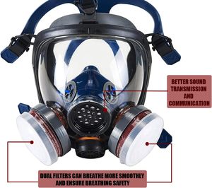 SYINE Organic Vapors Full <strong>Respirator</strong> <strong>Mask</strong> Gas <strong>Mask</strong> Spray Paint <strong>Chemical</strong> Formaldehyde Dustproof Respiratory Protection 1 Pair - Product Image 2