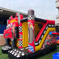 Château gonflable Red Lightning McQueen avec toboggan, voitures de course, château gonflable avec parcours d'obstacles amusant
