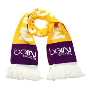 High Quality 100% acrylic Custom Logo Jacquard Design Knitted Sports Scarf For Football Club