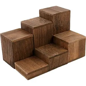 Custom Houten 6 Stuks Vierkante Risers Sieraden En Accessoires Display Sieraden Houten Beeldje Display Riser